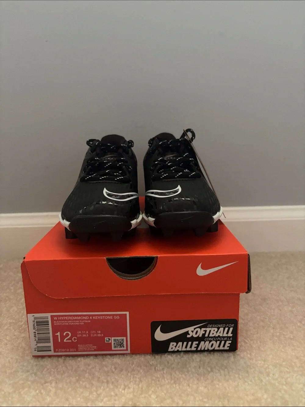 Nike W Hyperdiamond 4 Keystone GG Kids Cleats Black/Gray
